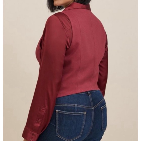 🆕 Studio Luxe Ponte Vest NWOT Torrid New Maroon 0 L 12 - Picture 3 of 6